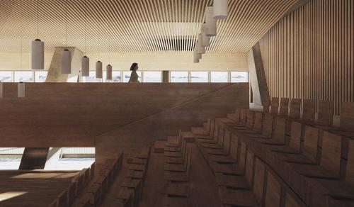 Performance Theatre – Throughout the project, outward views are focused downwards to the ships rafted to the piers edge