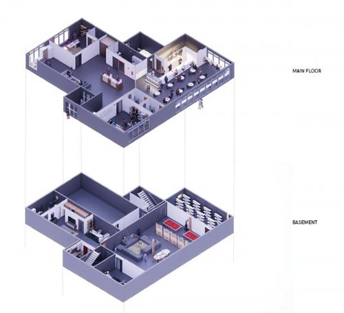 Exploded Axonometric Rendering of the proposed poet’s Residence