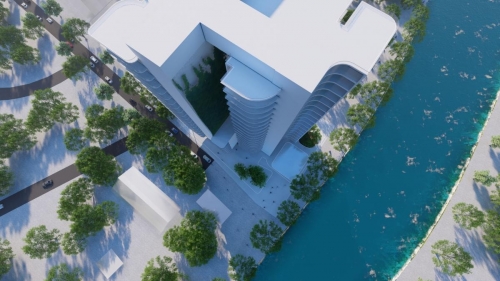 Building exterior render- Bird view