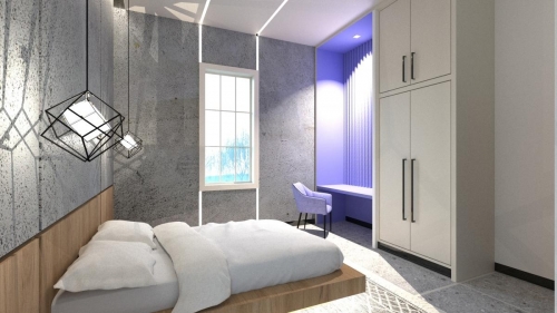 Interior render - hotel guest room