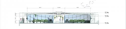 Section through the top greenhouse on the Johnston terminal