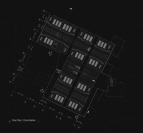 Plan drawing of the rooftop on the Forks Market